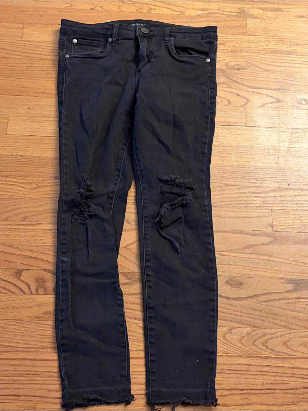 See Thru Soul Black Ripped Skinny Jeans with Frayed Hem